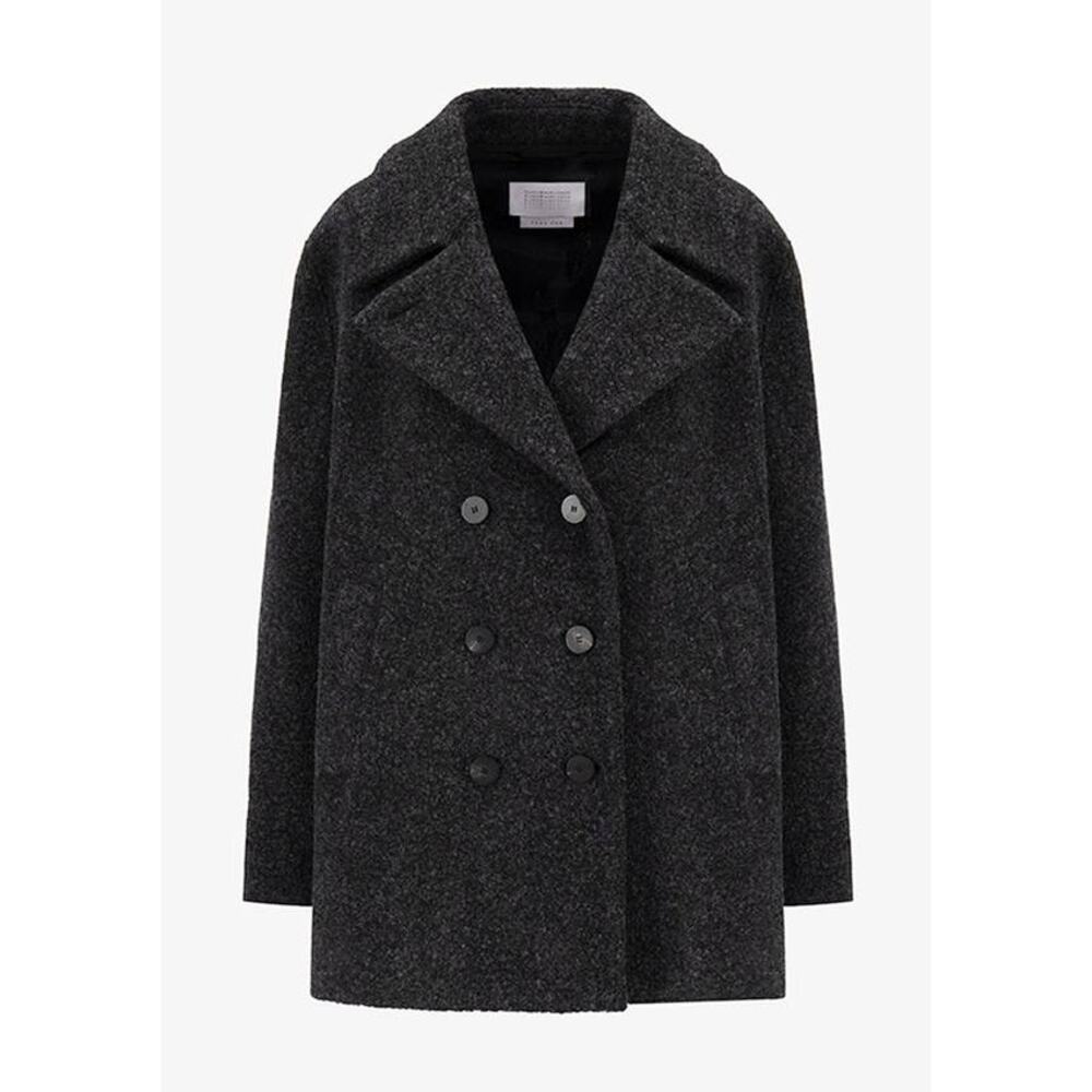 HARRIS WHARF Faux Fur Sailor Double Breasted Jacket in Anthracite IT 42 US 6 - Picture 4 of 4
